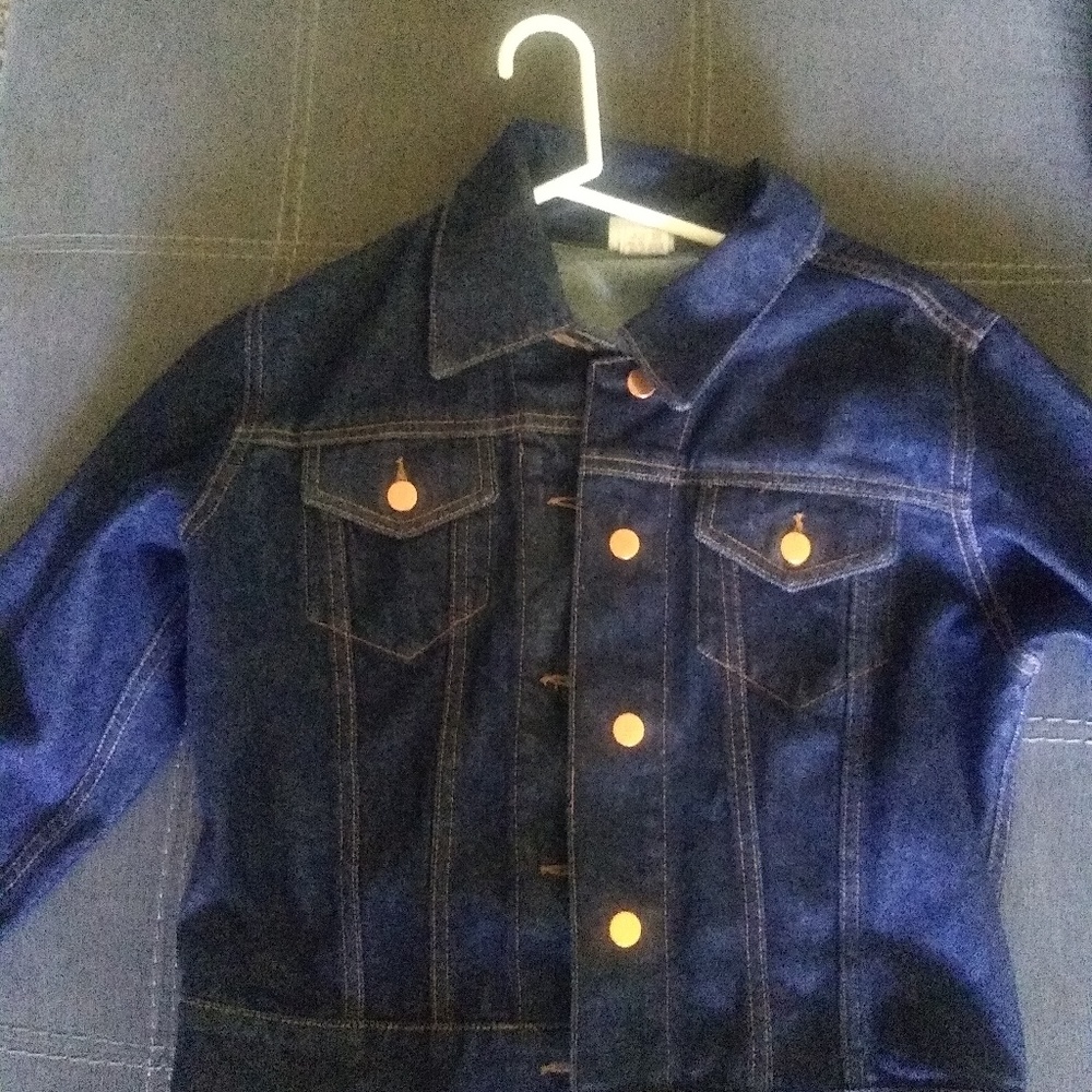 A dark blue jean jacket